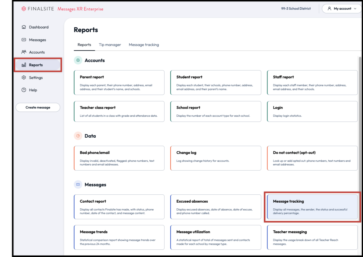 message tracking in messages category on reports tab.png