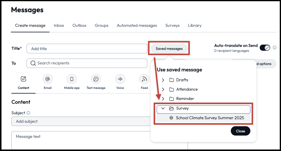 saved messages survey folder.png
