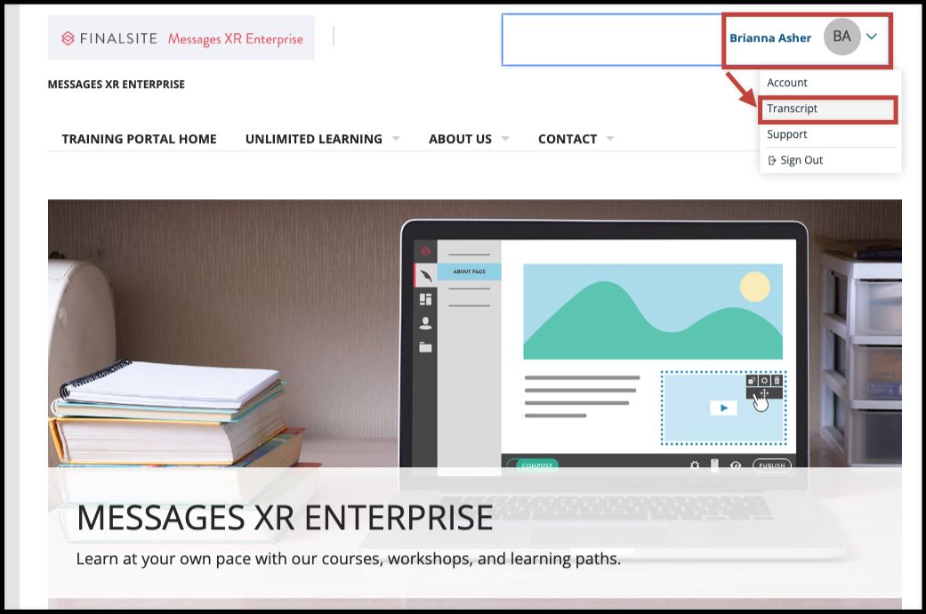 show transcript in profile .png