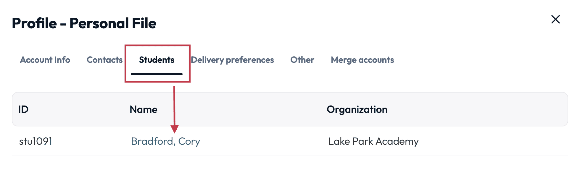 Select Students and click on a student name.png