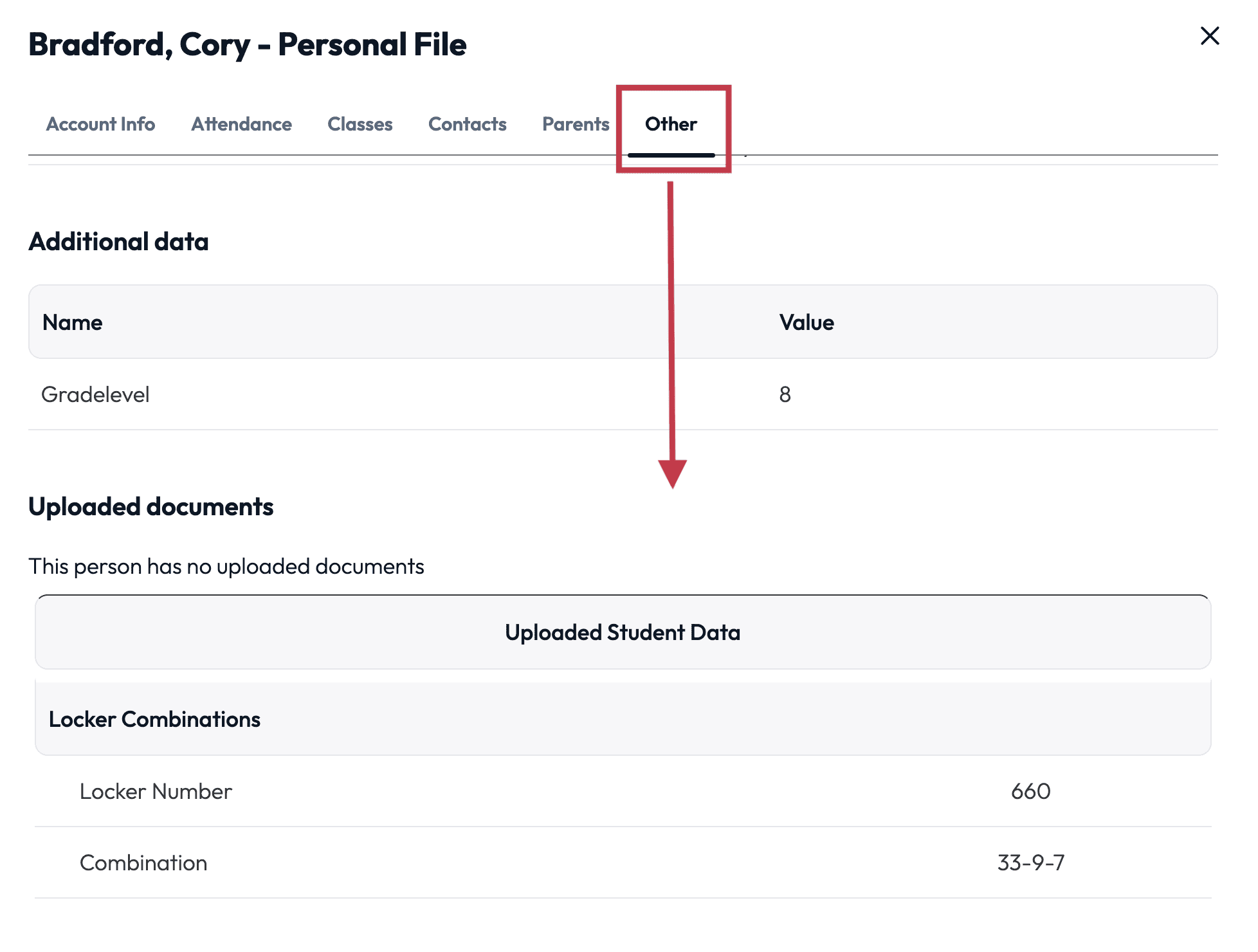Select Other tab and scroll down to Uploaded Documents.png