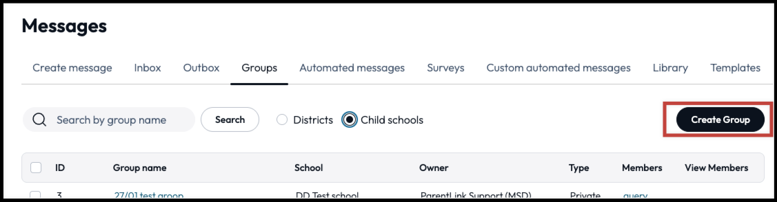 Create Group button